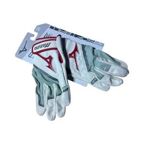 Mizuno Prime SE Softball Fastpitch Batting Gloves White/Red, Medium 889961366789